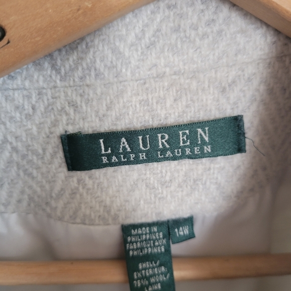 Lauren Ralph Lauren Wool Blend Peacoat Gray White Soft XL 14 W - Picture 2 of 11